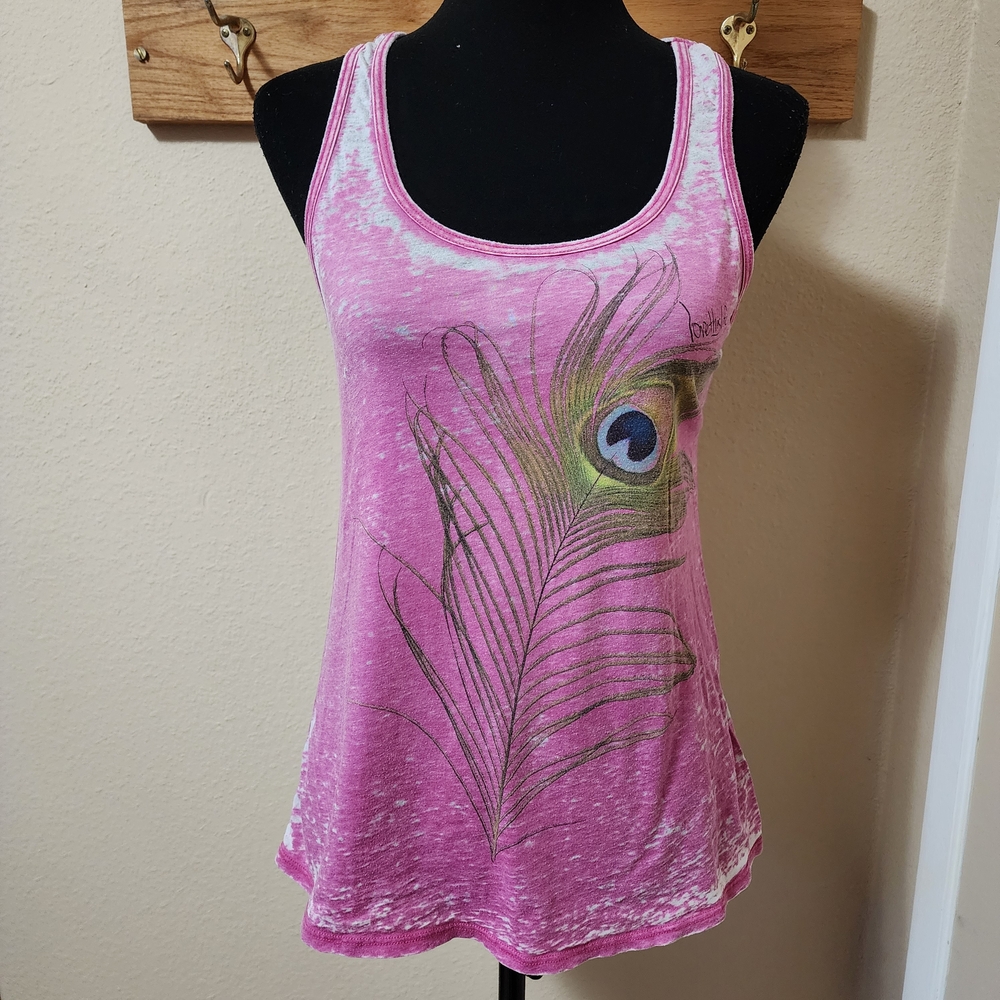 Love This Life Pink Peacock Feather Tank Top with Poem